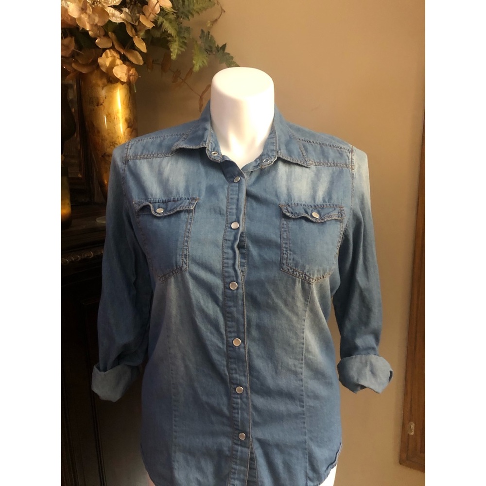 Denim Button Down Blouse